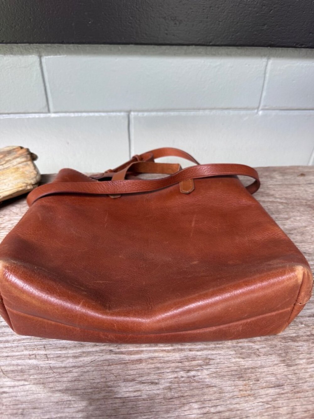 Madewell Zip Top Transport Crossbody Bag Brown Leather Tote Purse Shoulder - Picture 3 of 7